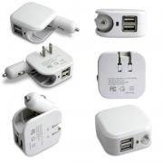 US/EU Universal 2In1 Combo Car and Home Travel Wall Charger W/ Two 2.1A USB Ports